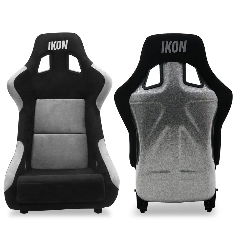 Universal Racing Bucket Seats Slider Suede Left+ Right Silver Black