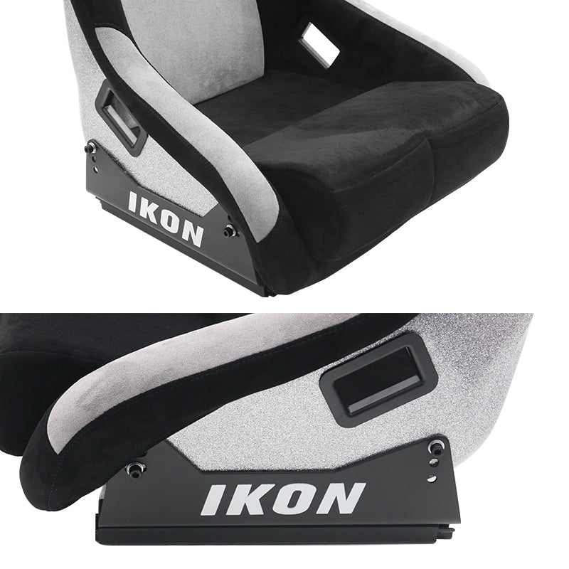 Universal Racing Bucket Seats Slider Suede Left+ Right Silver Black