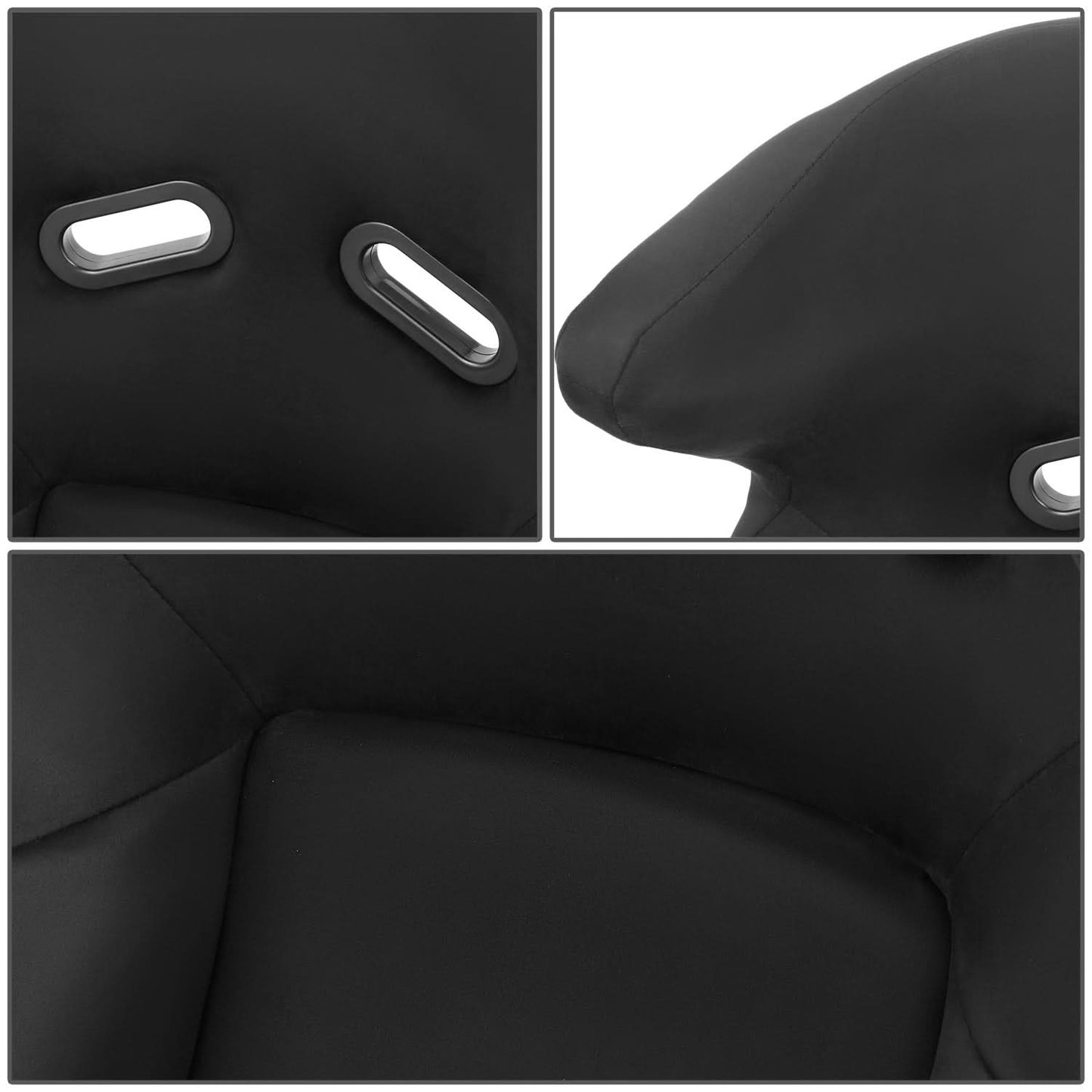 Universal Black Suede Racing Seat with Double Slider - FRP