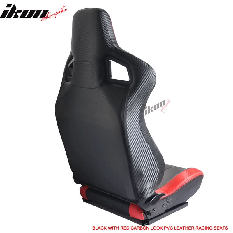 Universal JDM Sport Black Red Racing Seats Carbon Fiber Print