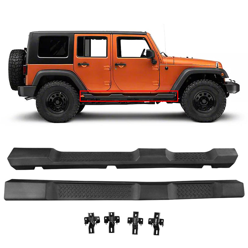 2007-2018 Jeep Wrangler JK Offroad Black Running Board Side Step Armor