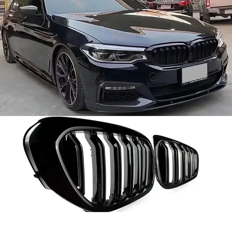 Gloss Black Double Slat Kidney Grille for BMW 5 Series G30 G31 520i 530i 540i M5 (2017–2020) – Front Racing Grilles Upgrade
