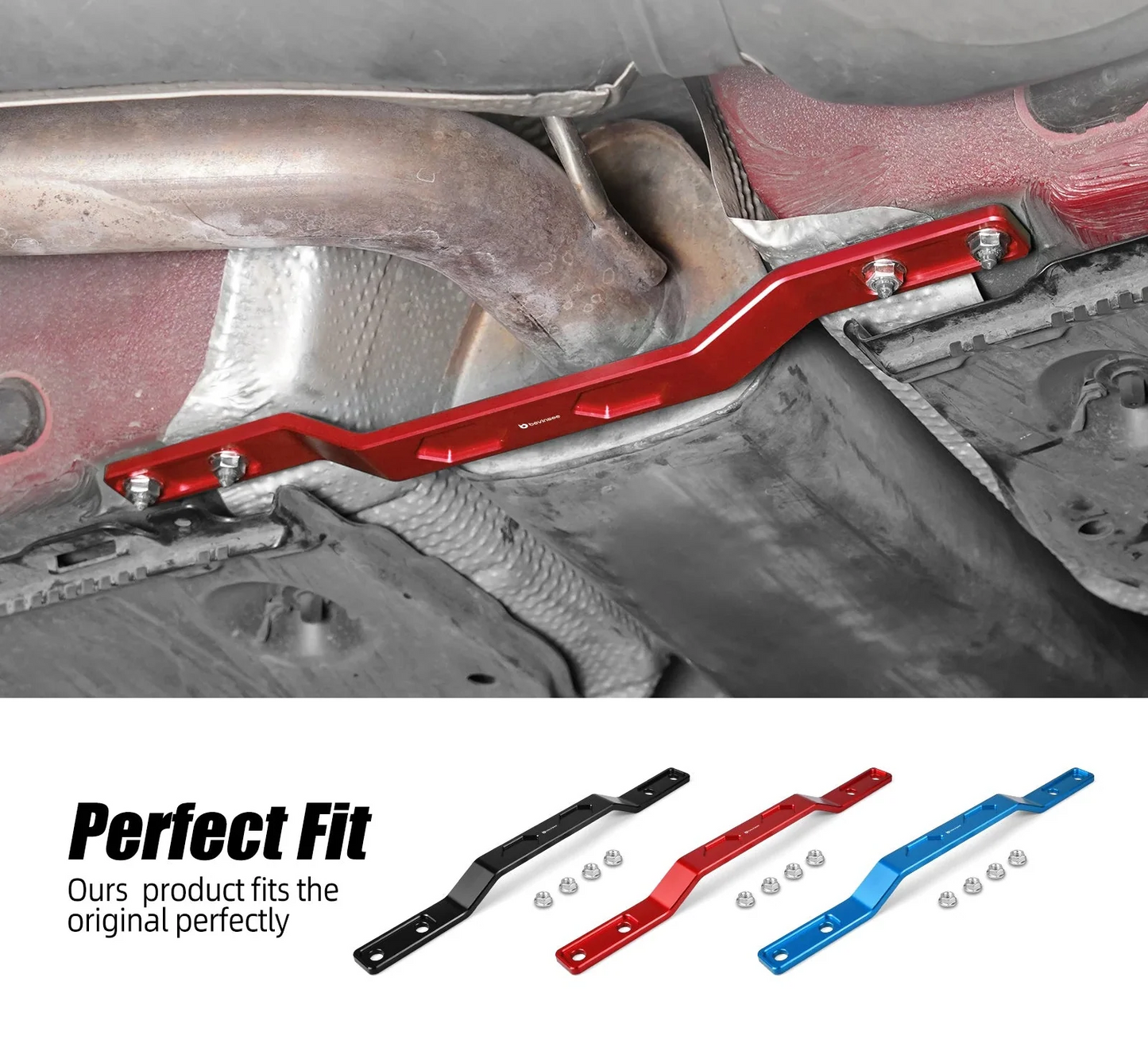VW MQB Platform 8mm Billet Aluminium Rear Tunnel Brace for Golf MK7 / MK8 / Passat B8 / Jetta / Arteon / T-Roc / Taos & Audi A3 8V / 8Y / Q2 & SEAT Leon / Ateca / Formentor & Skoda Octavia / Superb / Karoq (FWD / AWD / Replaces 5Q0802128)