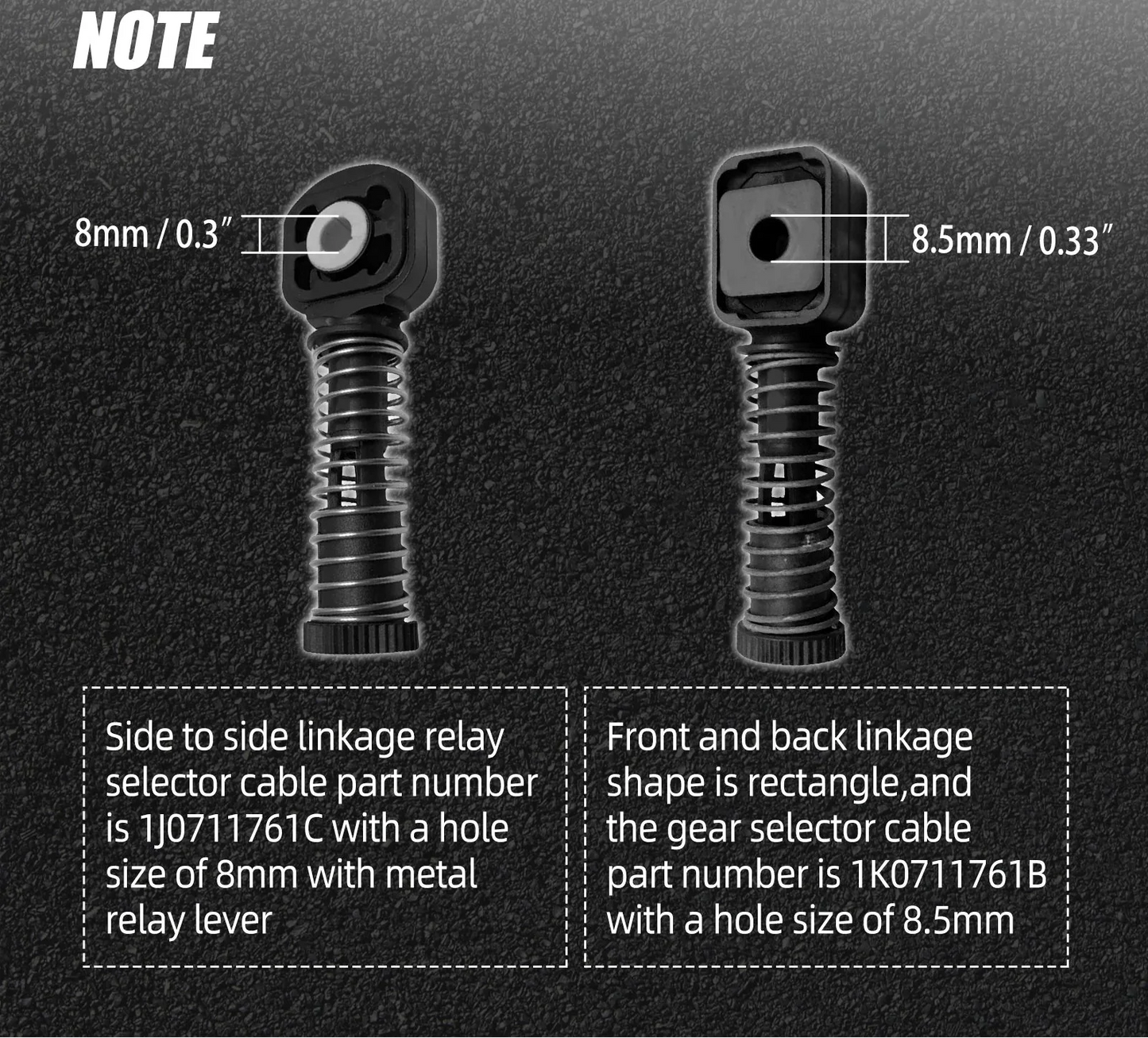 VW / Audi / SEAT / Skoda MQ250 5-Speed Manual Gearbox Billet Aluminium Shifter Cable Bushing Kit with Bronze Bearings (Replaces 1K0711761B / 1J0711761C)