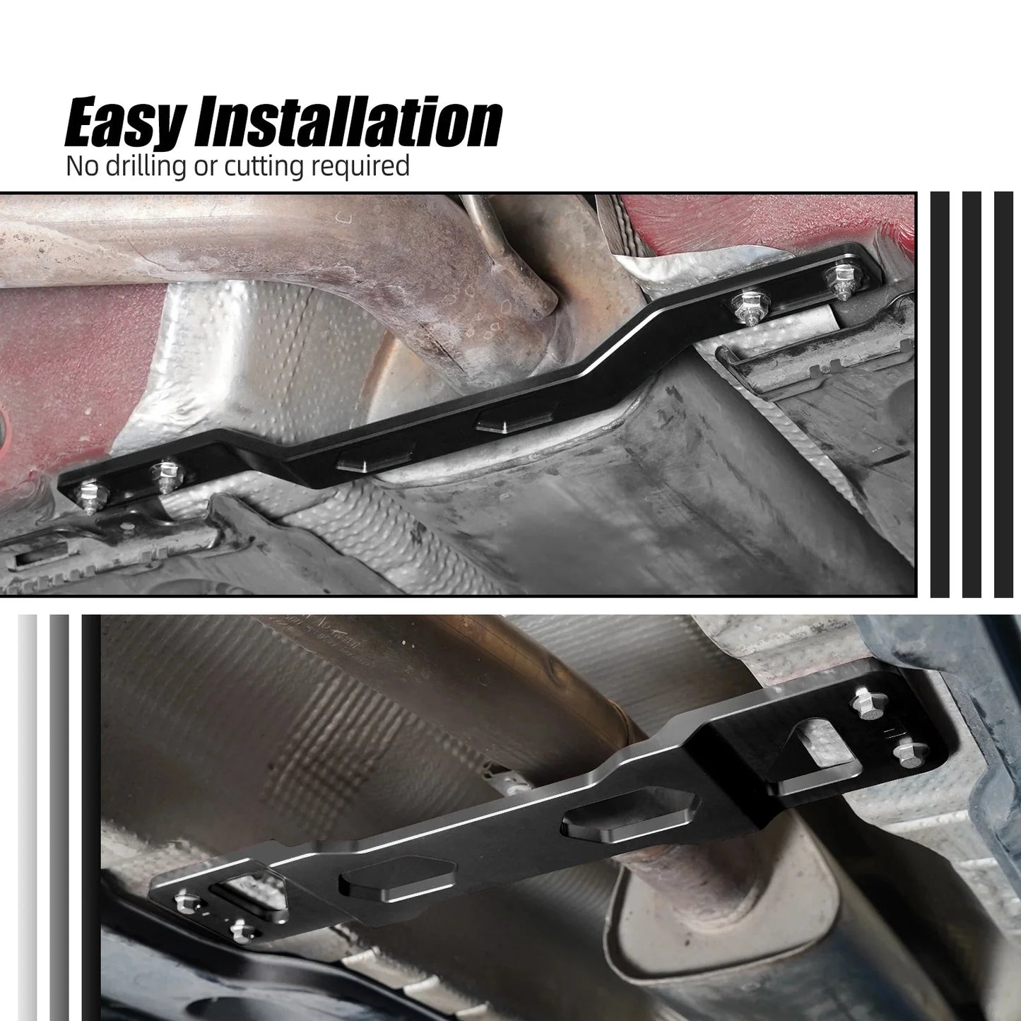 VW MQB Platform 6061 Aluminum Centre & Rear Tunnel Brace Set for Golf MK7 / MK8, Audi A3 / Q2, SEAT Leon / Ateca, Skoda Octavia / Superb (FWD / LHD Only / Replaces 5Q0804421B / 5Q0802128)