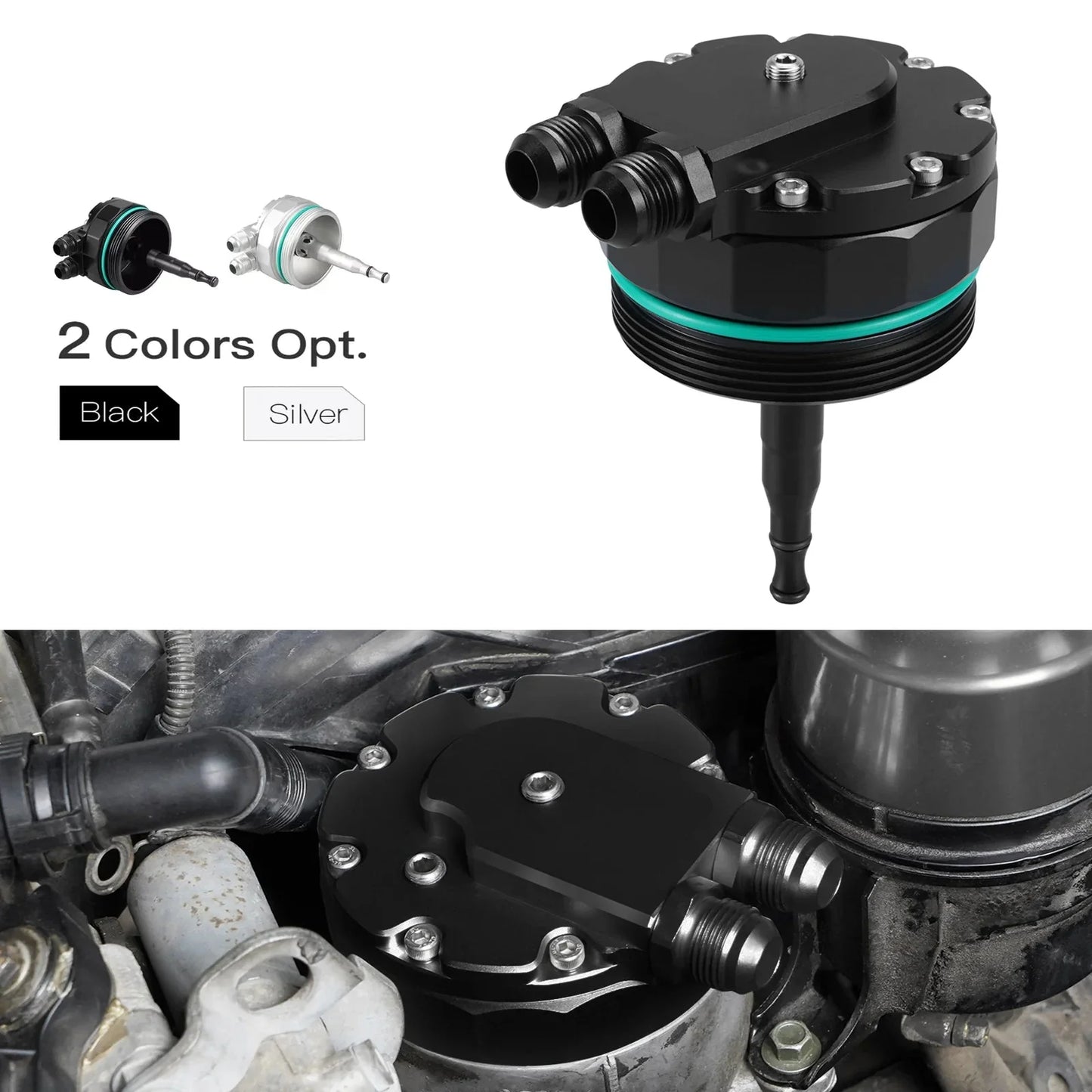 BMW M52 M54 Oil Filter Cap Adapter for External Oil Cooler (AN10 Ports)