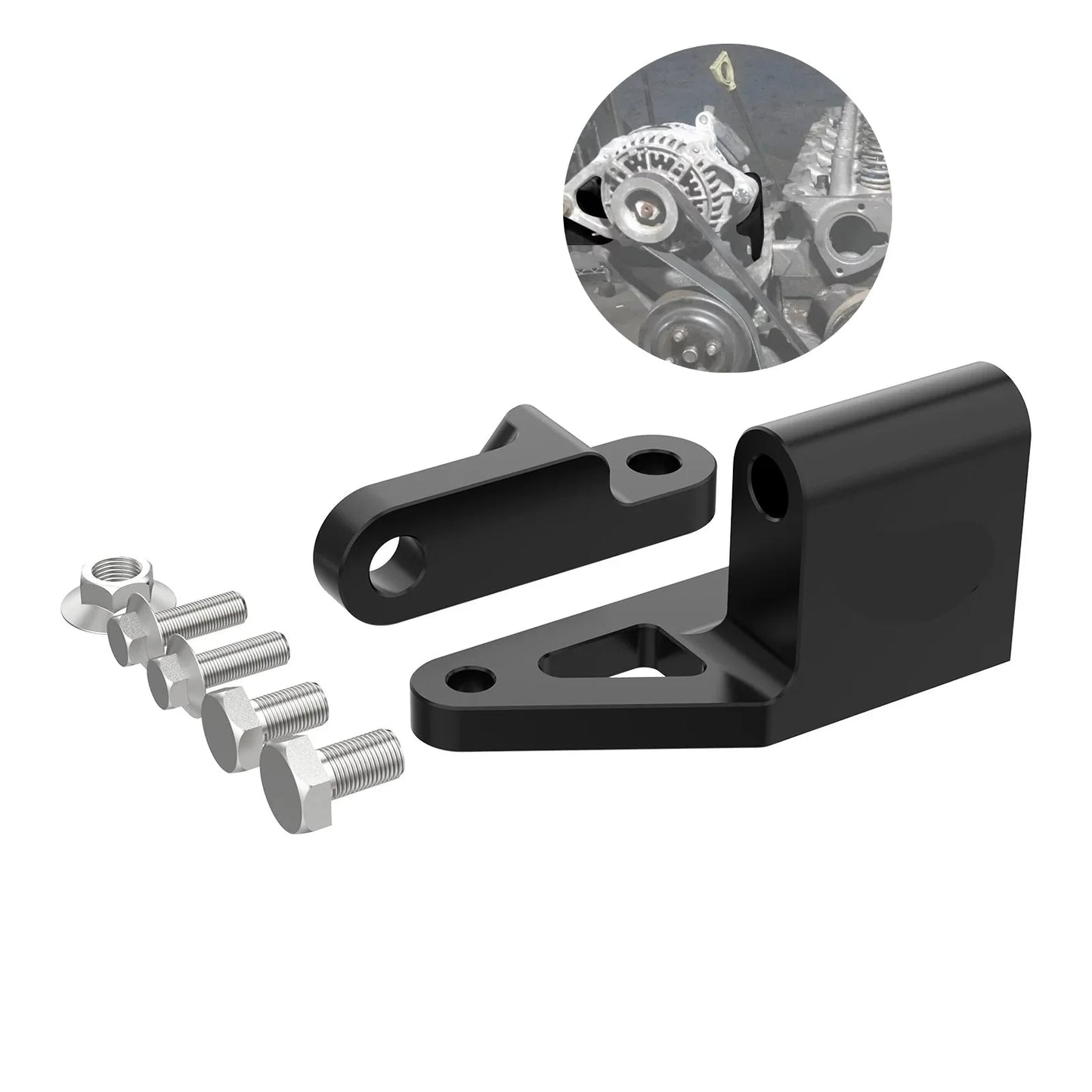 Jeep Wrangler TJ & Cherokee XJ 4.0L Inline-6 Billet Aluminum Alternator Relocation Bracket Kit 1996 - 2002