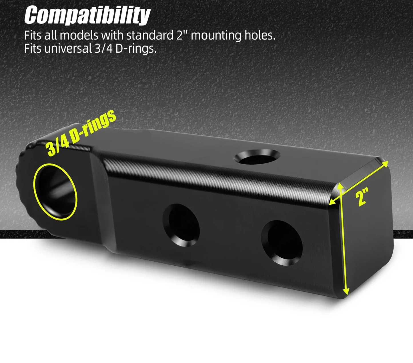 Universal 2" Hitch Receiver Billet Aluminum D-Ring Shackle Mount & Tow Link for Off-Road Recovery (Toyota 4Runner / Tacoma / Tundra / Universal 2" Receiver Applications / Replaces 51909-35011)