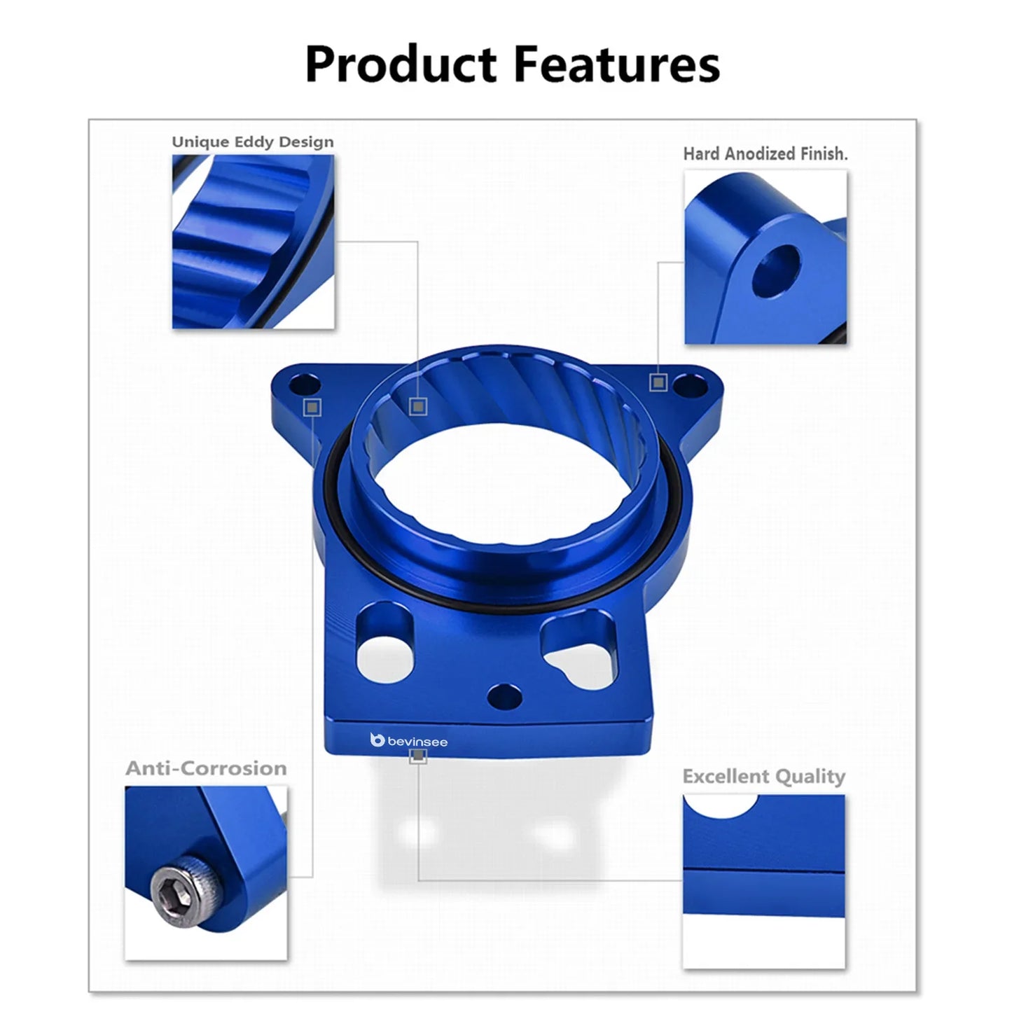 Chevrolet Silverado / Tahoe / Suburban / Avalanche / SSR, GMC Sierra / Yukon, Cadillac Escalade & Hummer H2 Billet Aluminum Throttle Body Spacer 1999 - 2007 (4.8L / 5.3L / 6.0L / 8.1L V8)