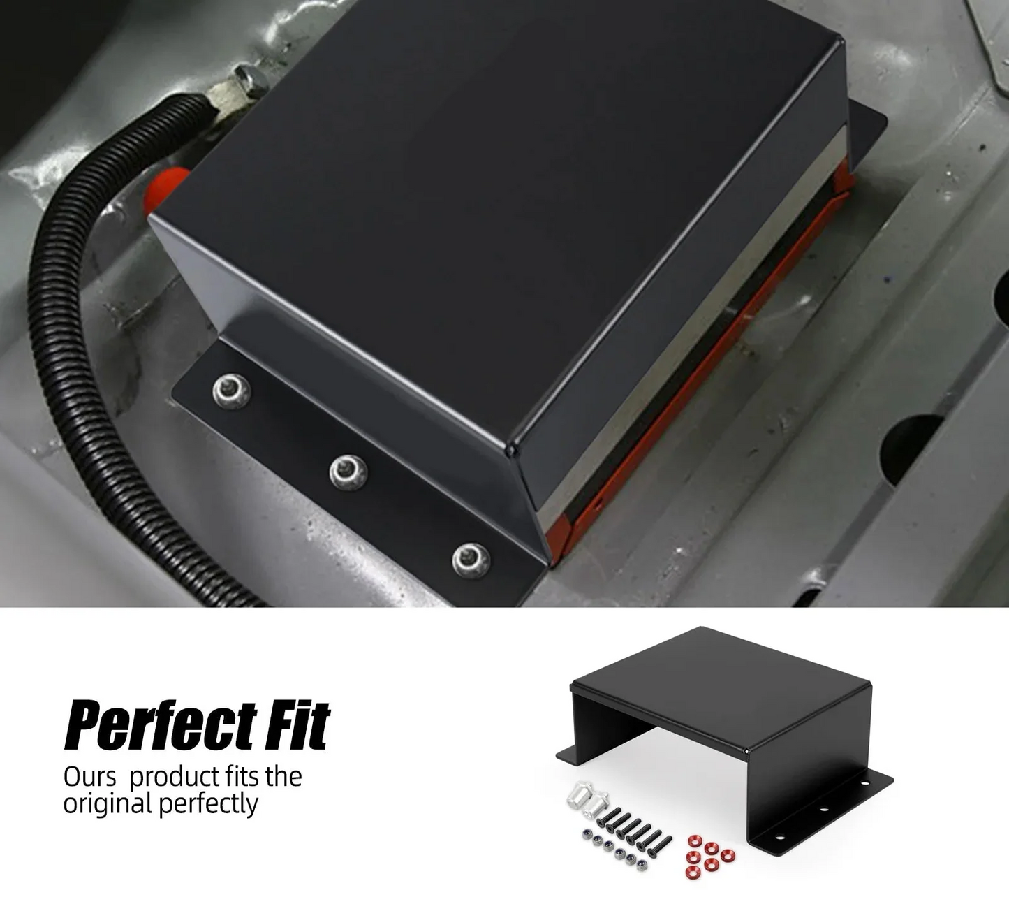 Universal PC680 Black Billet Aluminum Battery Hold Down Tray & Mounting Bracket Kit Car Truck Boat ATV UTV