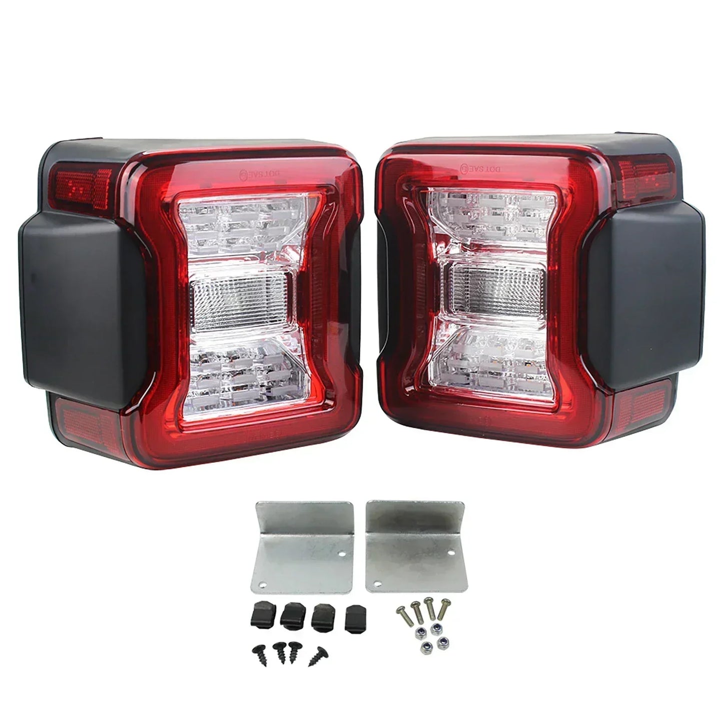 Jeep Wrangler JK 2007 - 2017 / JL 2018+ Smoked LED Tail Light Assembly with Turn Signal / Brake / Running / Reverse Functions (EU Version / Pair)