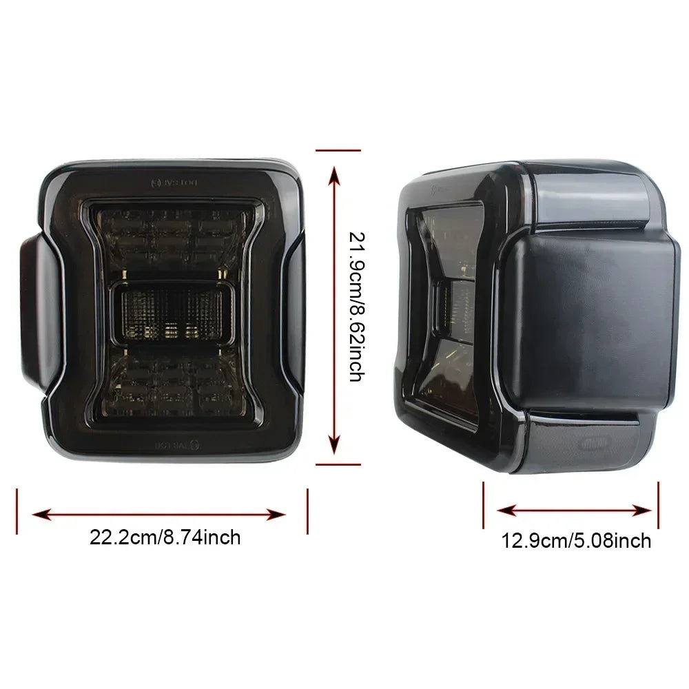 Jeep Wrangler JK 2007 - 2017 / JL 2018+ Smoked LED Tail Light Assembly with Turn Signal / Brake / Running / Reverse Functions (EU Version / Pair)