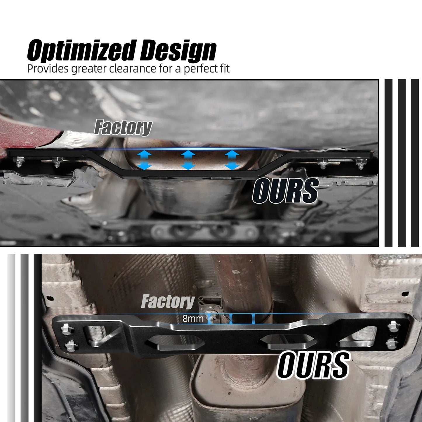 VW MQB Platform 6061 Aluminum Centre & Rear Tunnel Brace Set for Golf MK7 / MK8, Audi A3 / Q2, SEAT Leon / Ateca, Skoda Octavia / Superb (FWD / LHD Only / Replaces 5Q0804421B / 5Q0802128)