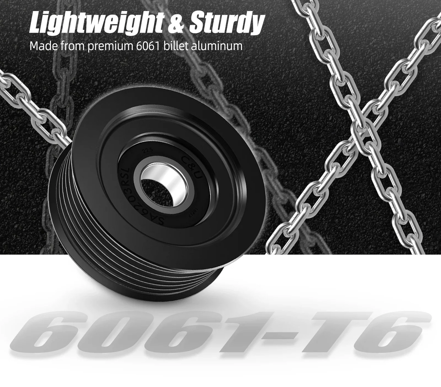 LS Series Billet Aluminum 6 Groove Tensioner Pulley 2.75" Diameter 73mm CNC Machined Universal
