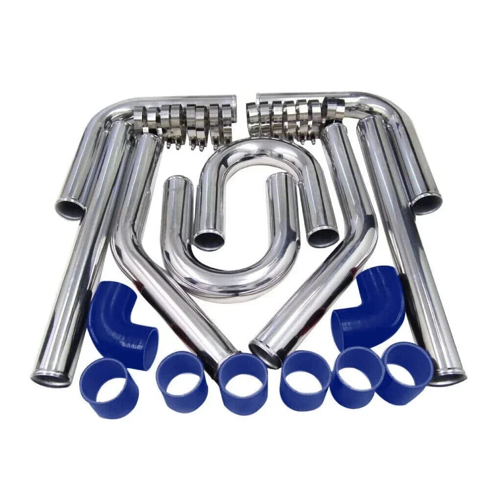 Universal 2.5" Aluminium Turbo Intercooler Piping Kit with Silicone Couplers, U-Pipe & Stainless Steel T-Bolt Clamps