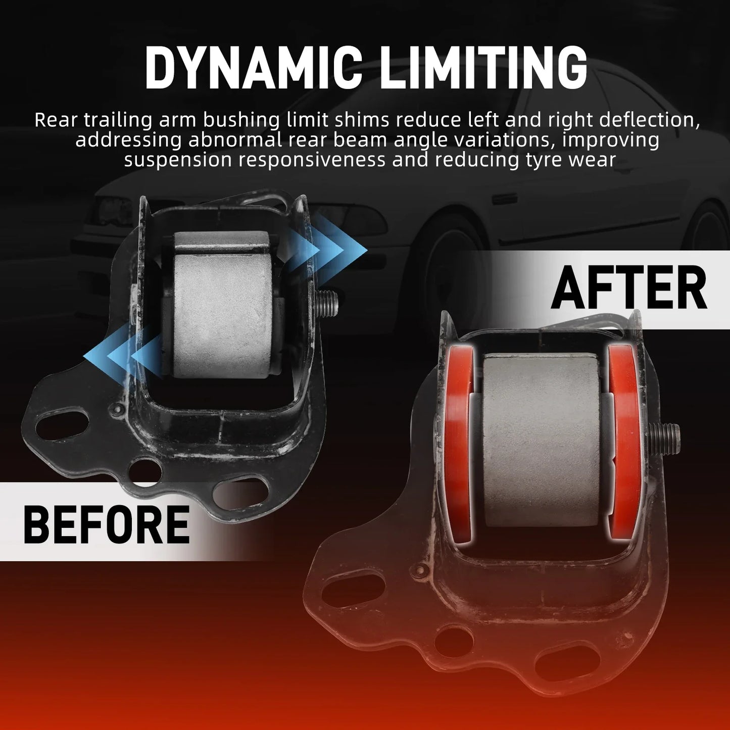 BMW 3 Series E36 E46 / X3 E83 / Z4 E85 E86 85A Polyurethane Rear Trailing Arm Bushing Limit Spacers 1992 - 2010