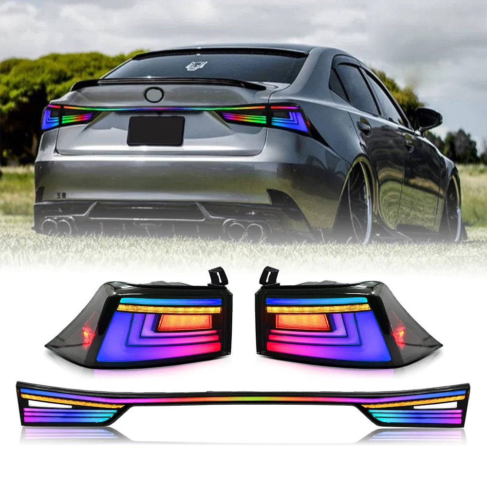 Lexus IS200t / IS250 / IS300 / IS350 Smoked RGB LED Tail Light Assembly 2014 - 2020 (Left & Right / Pair)
