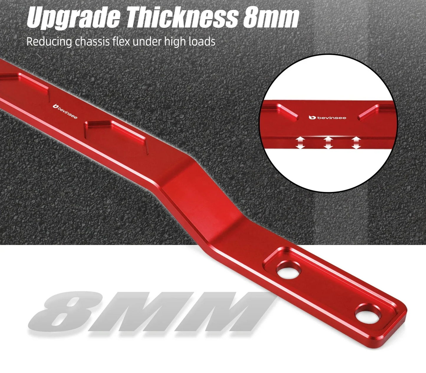 VW MQB Platform 8mm Billet Aluminium Rear Tunnel Brace for Golf MK7 / MK8 / Passat B8 / Jetta / Arteon / T-Roc / Taos & Audi A3 8V / 8Y / Q2 & SEAT Leon / Ateca / Formentor & Skoda Octavia / Superb / Karoq (FWD / AWD / Replaces 5Q0802128)