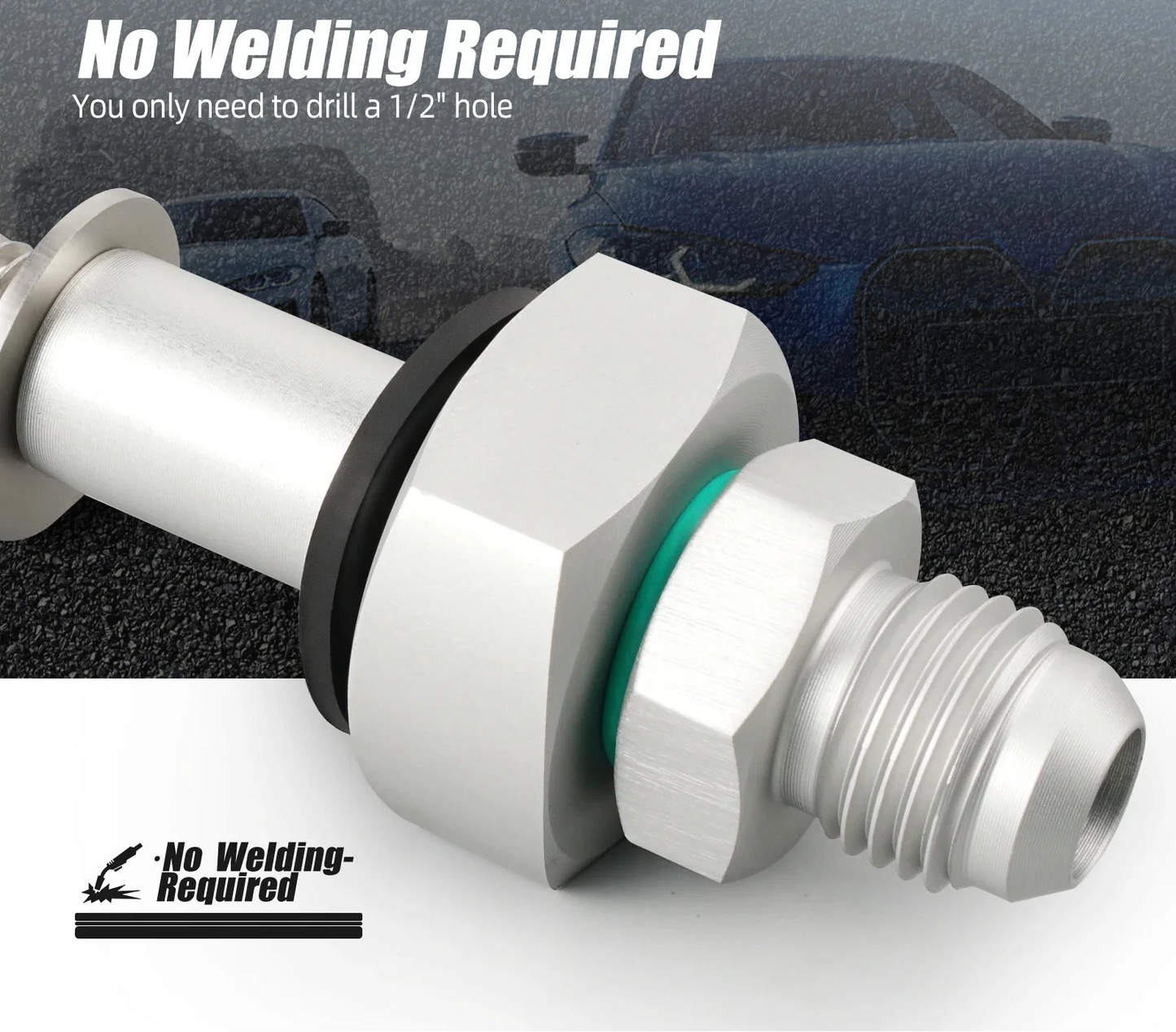 Universal 6AN Fuel Tank Return Line Collapsible Bung Kit (9/16"-18 Thread / Drill-In No-Weld Installation / Billet Aluminum)