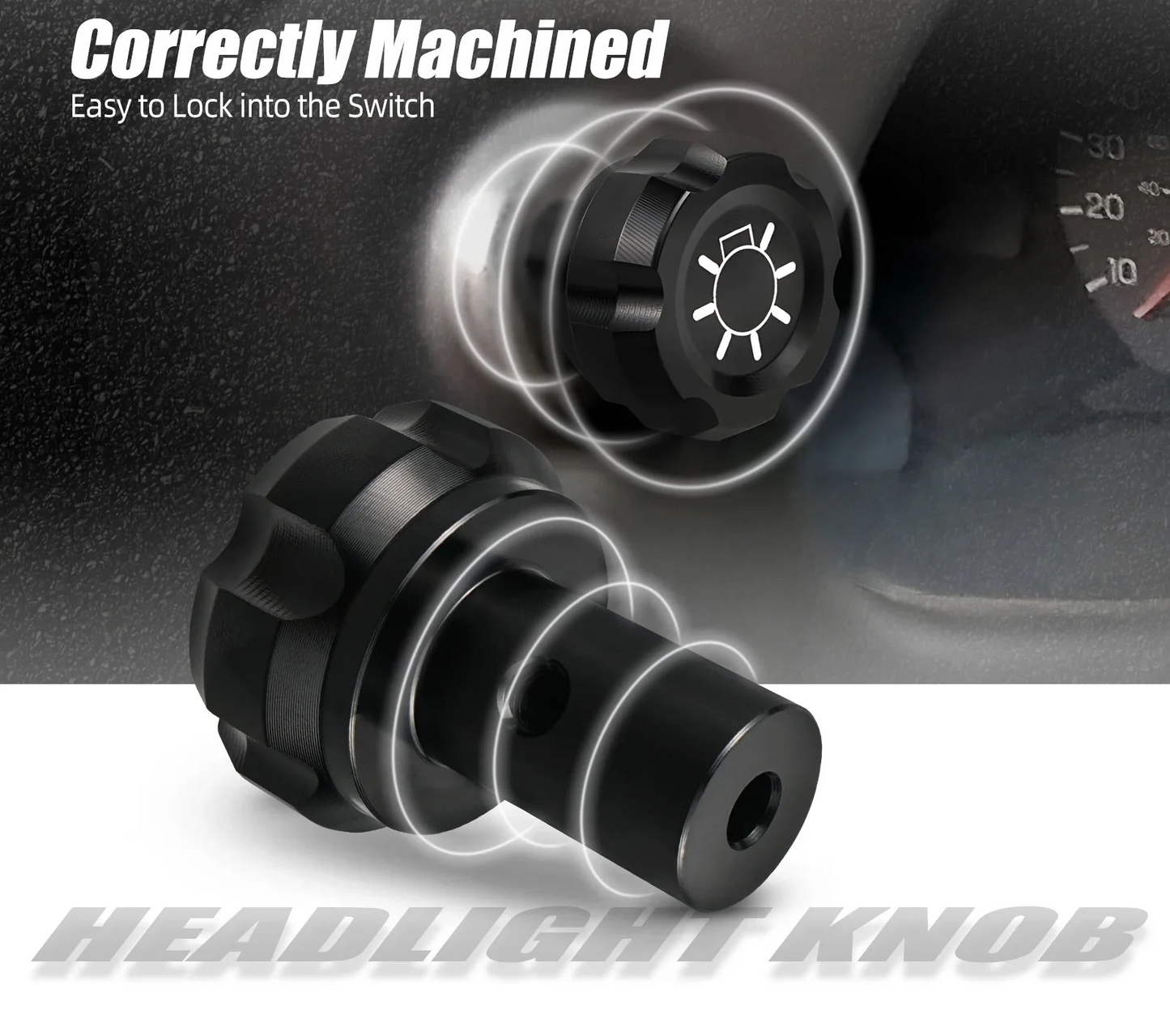 Ford Bronco / F-150 / F-250 / F-350 & Mustang Billet Aluminum Headlight Switch Knob 1992 - 2004 (Replaces F5TZ11661A / F5ZZ11661A)