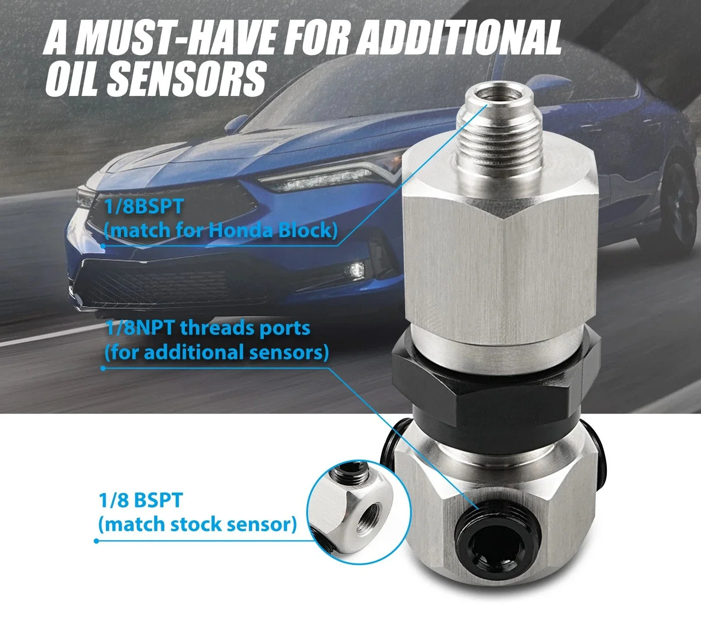 K-Series Oil Pressure Sensor Adapter – 1/8 BSPT Multi-Port Block Adapter