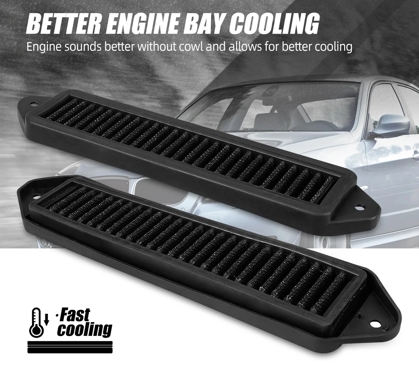 BMW E81 / E82 / E87 / E88 1 Series, E90 / E91 / E92 / E93 3 Series & E84 X1 Cowl Delete Replacement Air Filter Set 2005 - 2015 (2-Piece HVAC Cowl Filter)