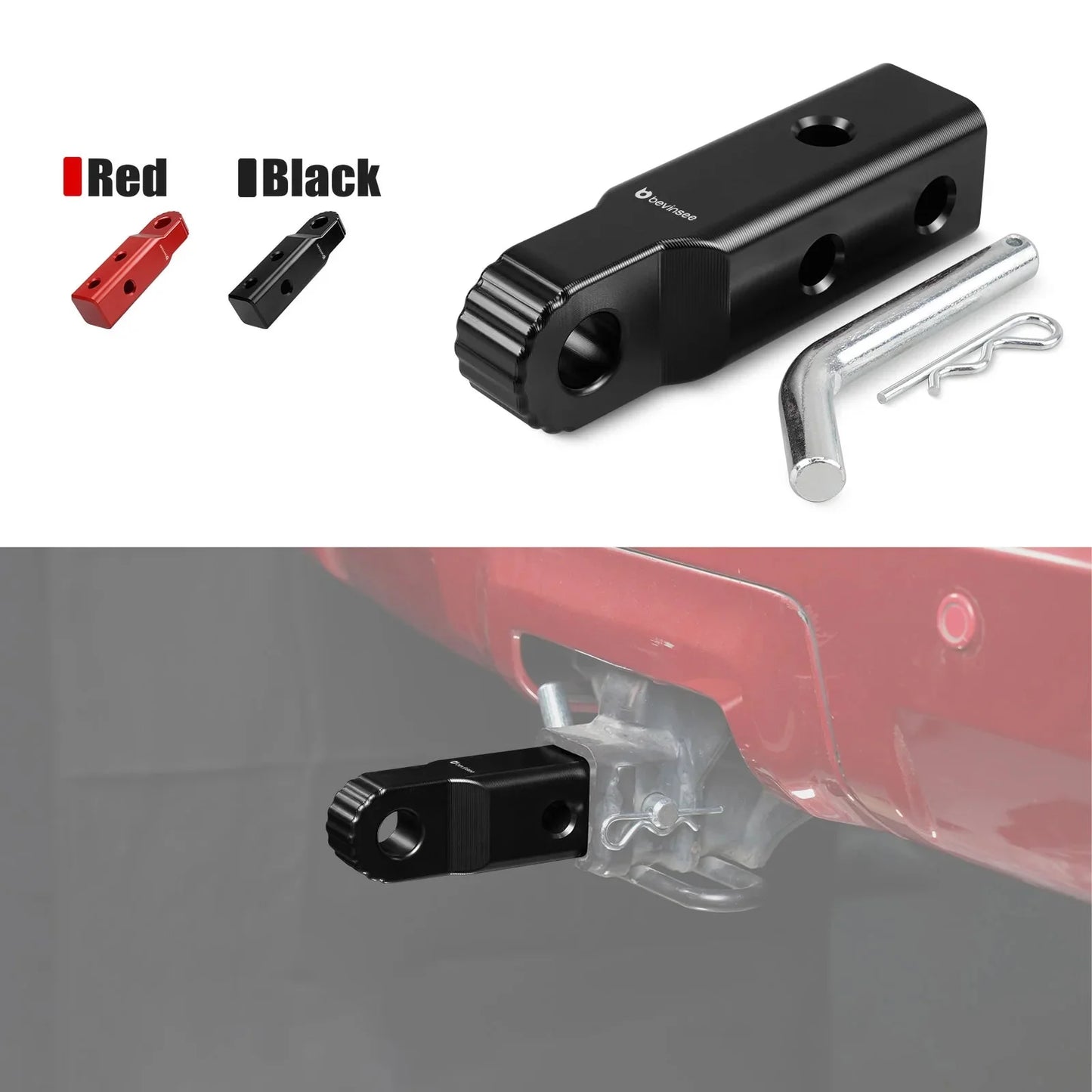 Universal 2" Hitch Receiver Billet Aluminum D-Ring Shackle Mount & Tow Link for Off-Road Recovery (Toyota 4Runner / Tacoma / Tundra / Universal 2" Receiver Applications / Replaces 51909-35011)