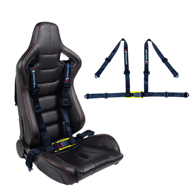 Universal Black 4 Point Buckle Racing Seat Belt Harness Nylon