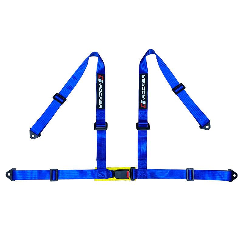 Universal Blue 4 Point Buckle Racing Seat Belt Harness Nylon