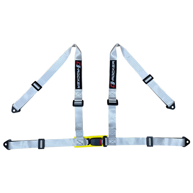 Universal Gray 4 Point Buckle Racing Seat Belt Harness Nylon
