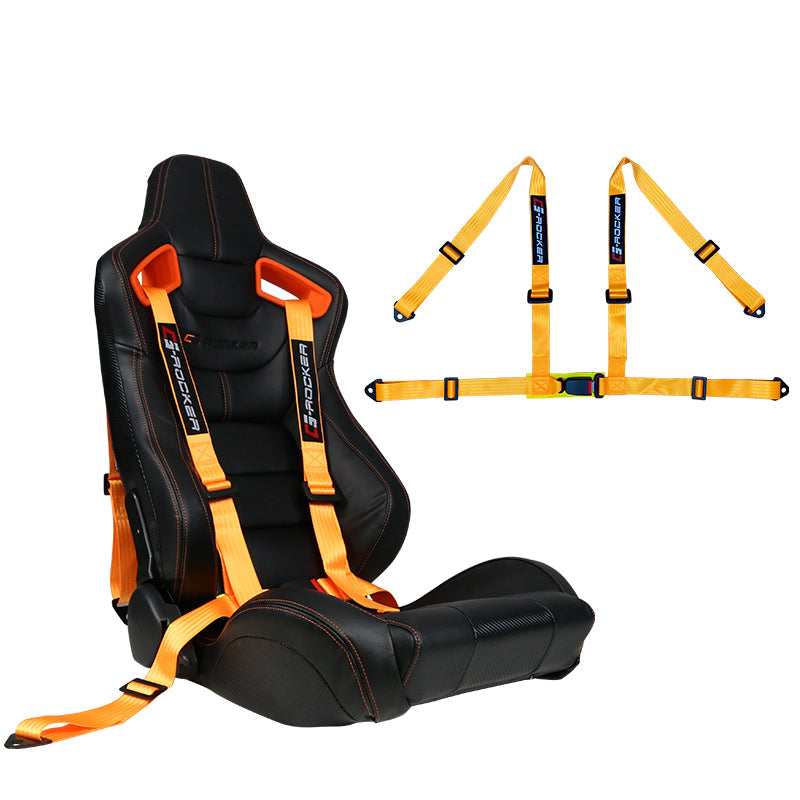 Universal Orange 2" 4 Point Buckle Racing Seat Belt Harness Nylon
