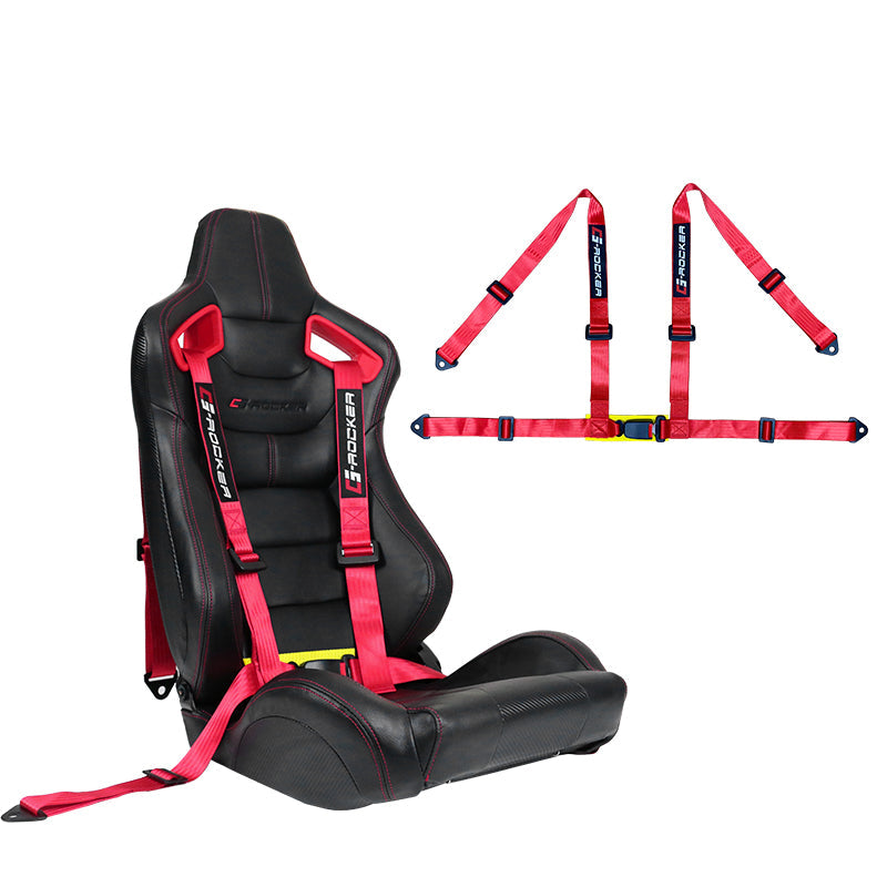 Universal Red 4 Point Buckle Racing Seat Belt Harness Nylon