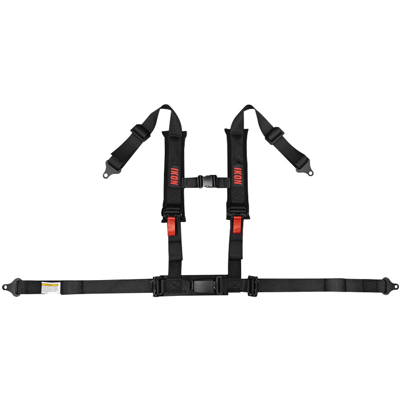 Universal 2" Wide 4 Point Buckle Racing Seat Belt Harness Nylon Black