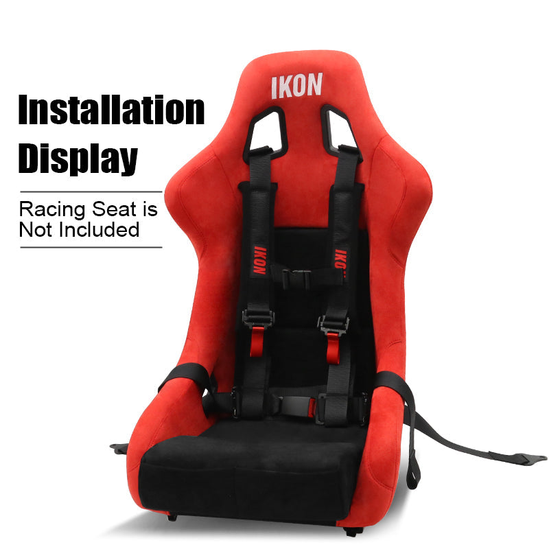 Universal 2" Wide 4 Point Buckle Racing Seat Belt Harness Nylon Black