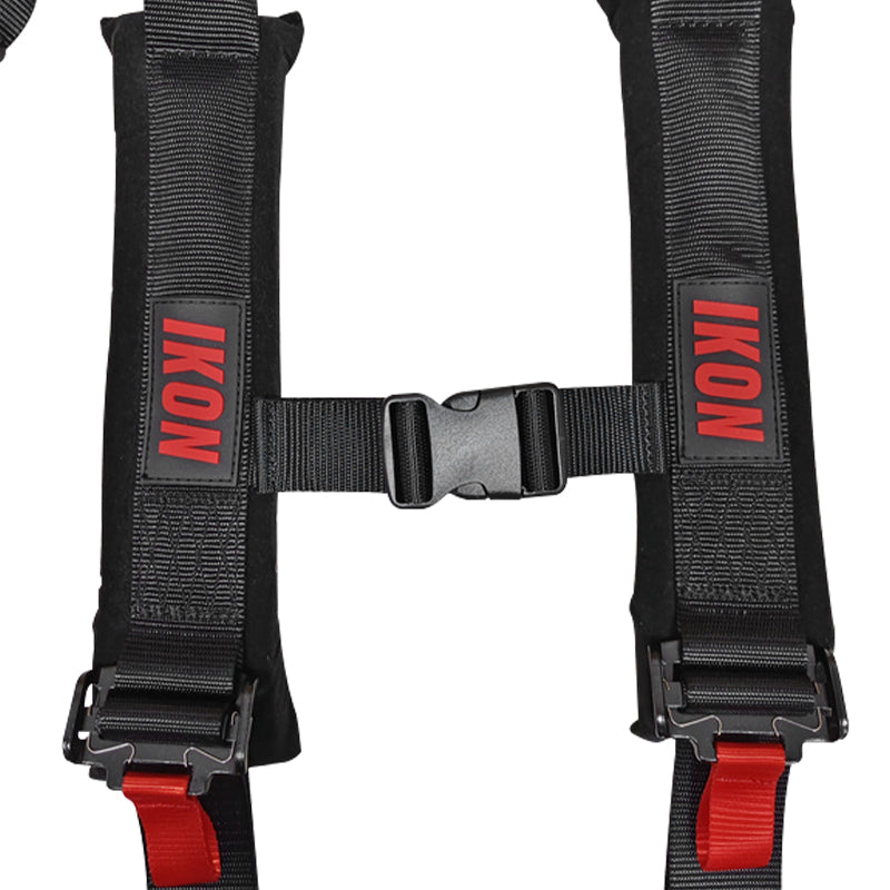 Universal 2" Wide 4 Point Buckle Racing Seat Belt Harness Nylon Black