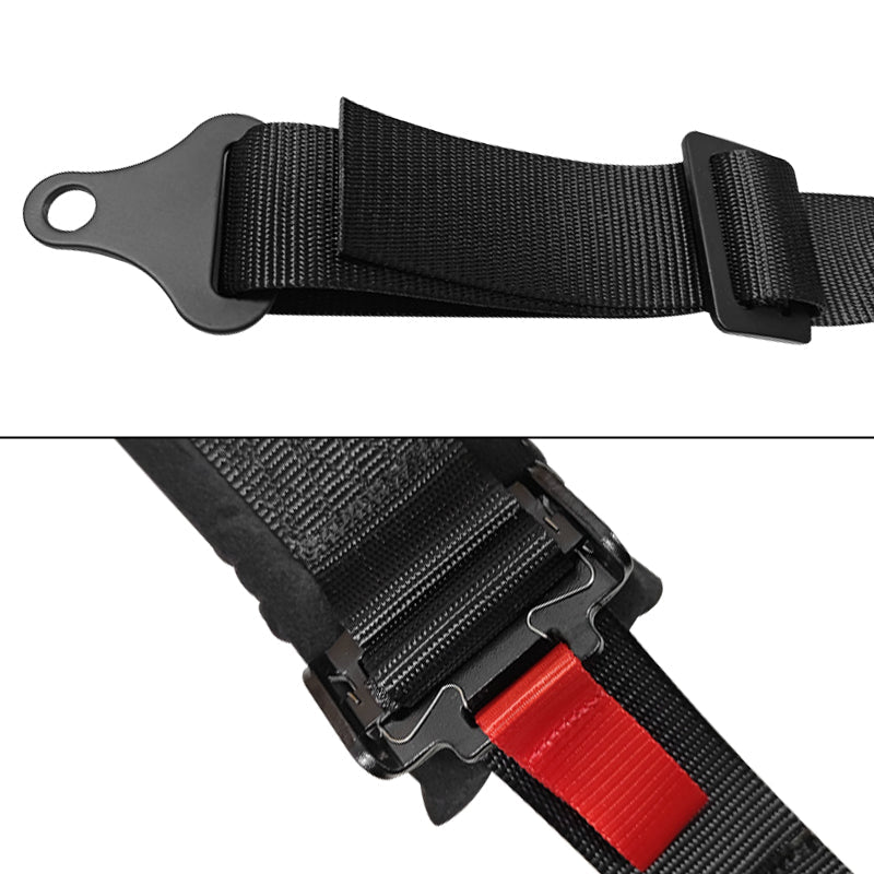 Universal 2" Wide 4 Point Buckle Racing Seat Belt Harness Nylon Black