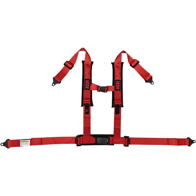 Universal 2" Wide 4 Point Buckle Racing Seat Belt Harness Nylon Red