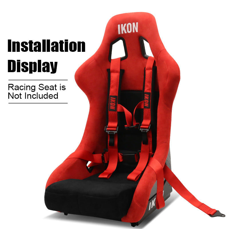 Universal 2" Wide 4 Point Buckle Racing Seat Belt Harness Nylon Red