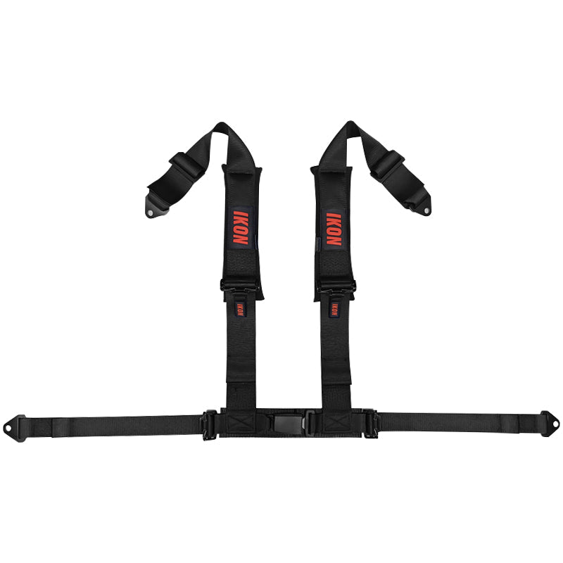 Universal 3" Wide 4 Point Buckle Racing Seat Belt Harness Nylon Black