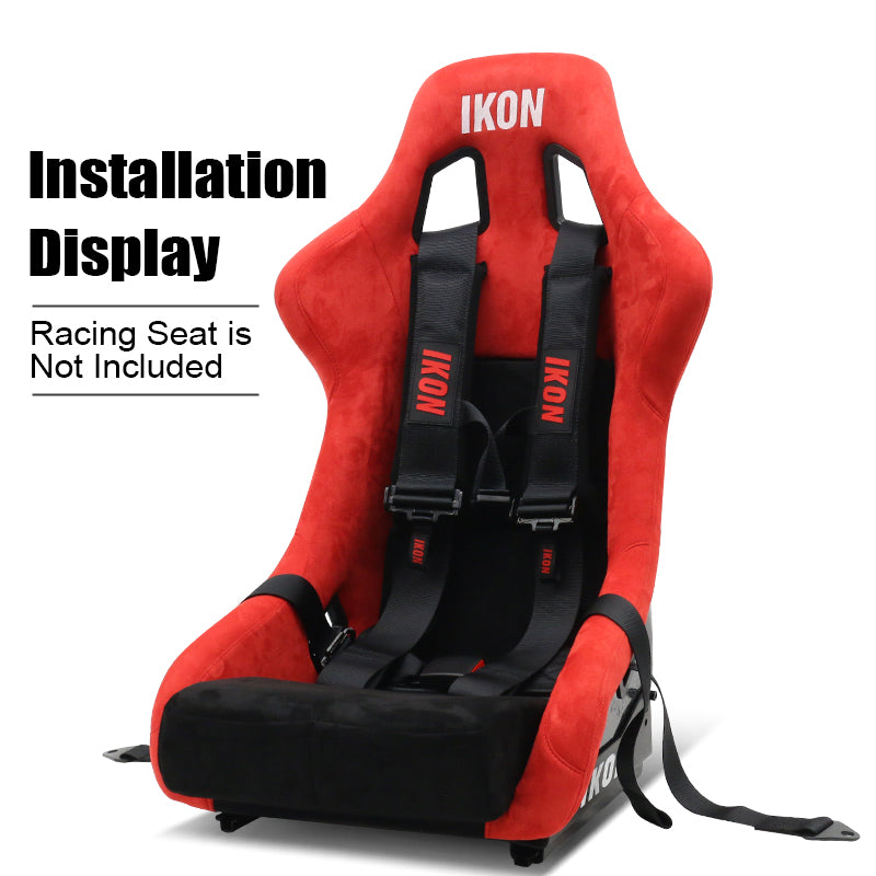 Universal 3" Wide 4 Point Buckle Racing Seat Belt Harness Nylon Black