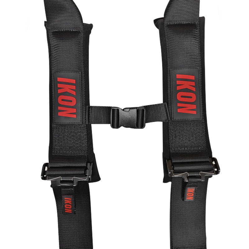 Universal 3" Wide 4 Point Buckle Racing Seat Belt Harness Nylon Black