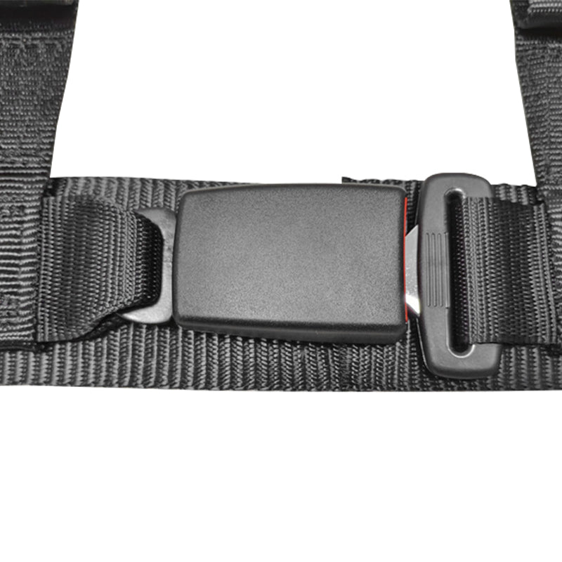 Universal 3" Wide 4 Point Buckle Racing Seat Belt Harness Nylon Black