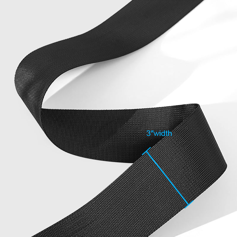 Universal 3" Wide 4 Point Buckle Racing Seat Belt Harness Nylon Black