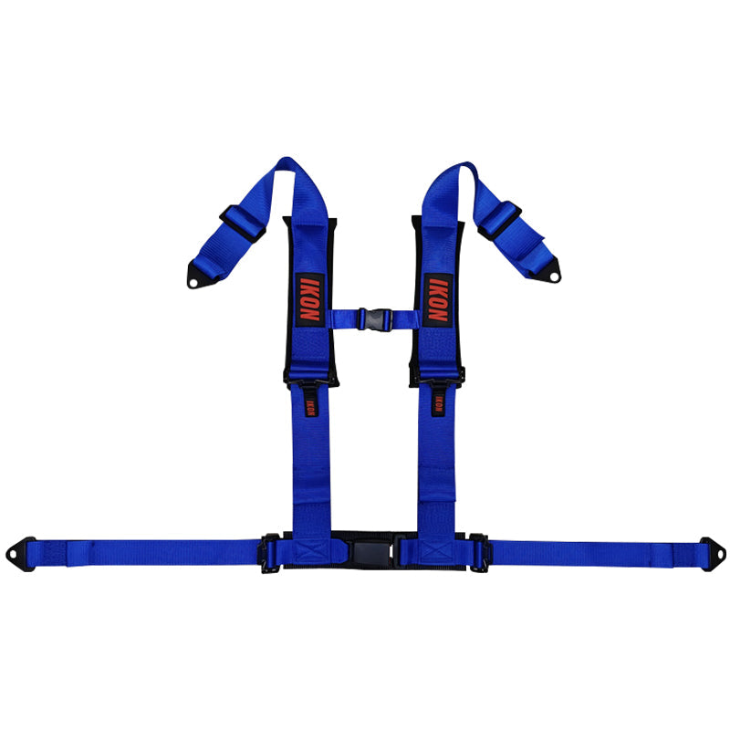 Universal 3" Wide 4 Point Buckle Racing Seat Belt Harness Nylon Blue