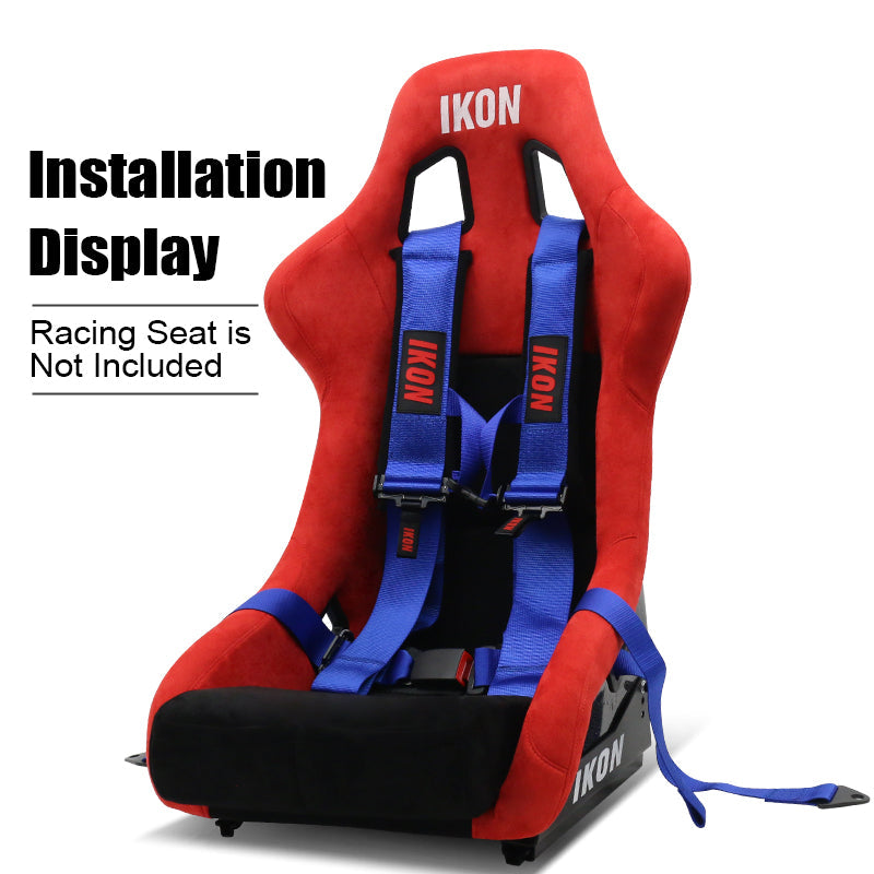 Universal 3" Wide 4 Point Buckle Racing Seat Belt Harness Nylon Blue