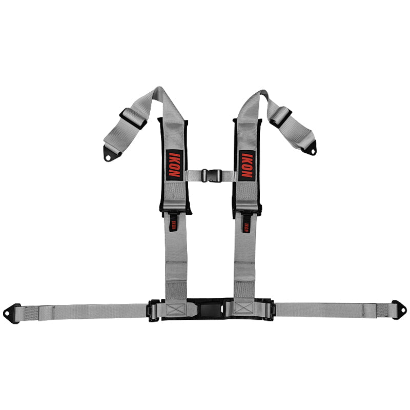 Universal 3" Wide 4 Point Buckle Racing Seat Belt Harness Nylon Grey
