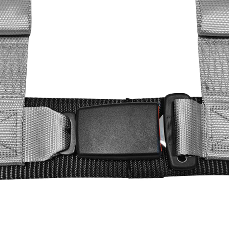Universal 3" Wide 4 Point Buckle Racing Seat Belt Harness Nylon Grey