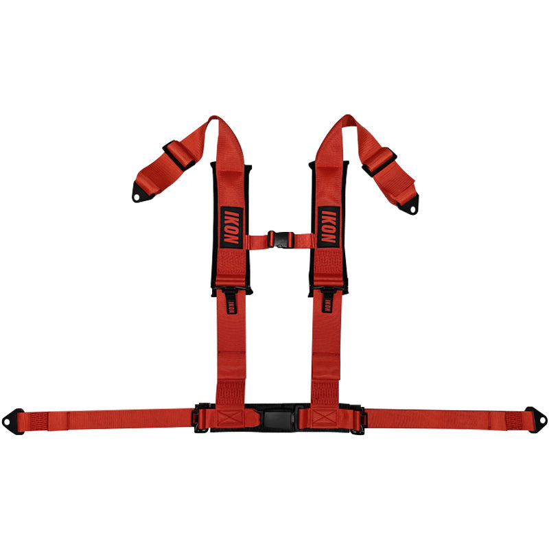 Universal 3" Wide 4 Point Buckle Racing Seat Belt Harness Nylon Red