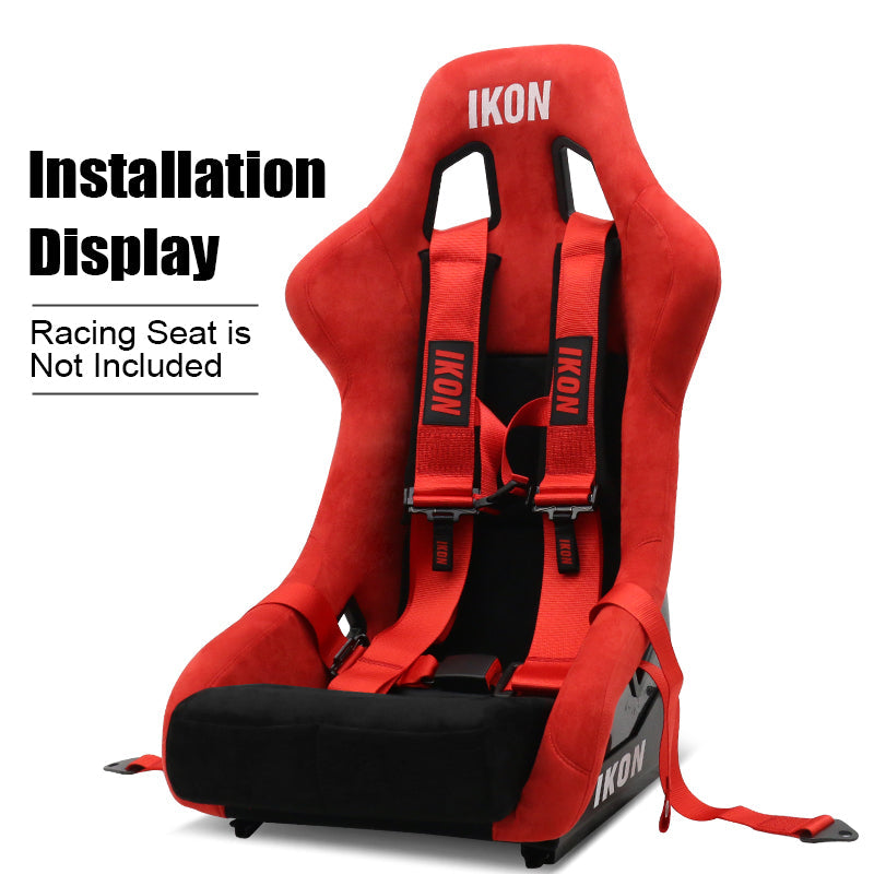 Universal 3" Wide 4 Point Buckle Racing Seat Belt Harness Nylon Red
