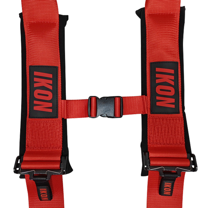 Universal 3" Wide 4 Point Buckle Racing Seat Belt Harness Nylon Red